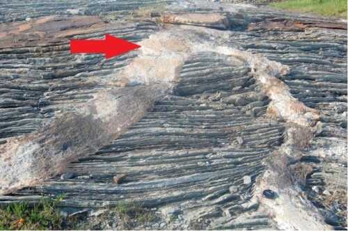 The red arrow shows the lava rock